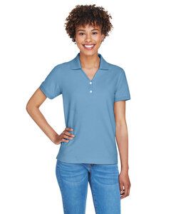 Devon & Jones D100W - Ladies Pima Piqué Short-Sleeve Y-Collar Polo Slate Blue