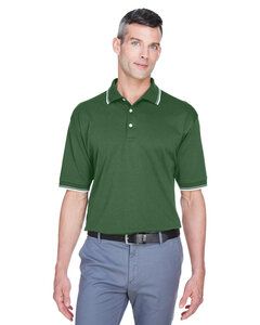 Devon & Jones D140 - Men's Tipped Perfect Pima Interlock Polo Forest/Creme