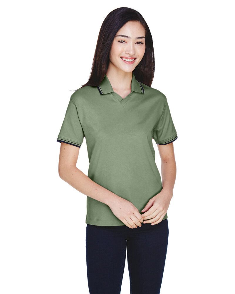 Devon & Jones D140W - Ladies Tipped Perfect Pima Interlock Polo