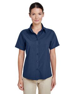 Harriton M610SW - Ladies Paradise Short-Sleeve Performance Shirt Navy