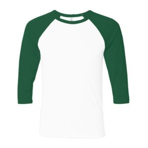 Bella+Canvas 3200 - Unisex 3/4-Sleeve Baseball T-Shirt White/Kelly