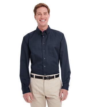 Harriton M581T - Mens Tall Foundation 100% Cotton Long Sleeve Twill Shirt with Teflon