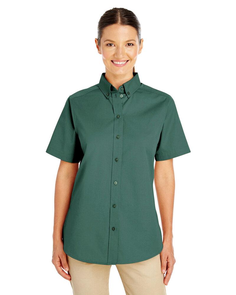 Harriton M582W - Ladies Foundation 100% Cotton Short Sleeve Twill Shirt Teflon