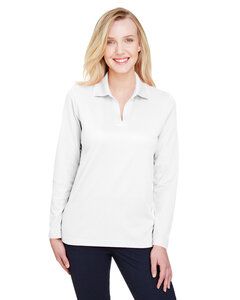 Devon & Jones DG20LW - Ladies CrownLux Performance Plaited Long-Sleeve Polo White