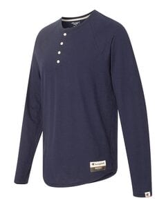 Champion AO380 - Adult Long Sleeve Slub Henley Navy