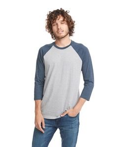 Next Level 6251 - Adult CVC 3/4 Raglan Midnight Navy/Dark Hthr Gray