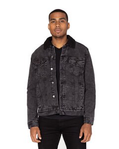 Threadfast 372J - Unisex Sherpa-Lined Denim Jacket Black Denim/Blk