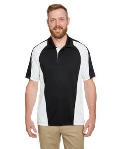 Harriton M385 - Men's Advantage Snag Protection Plus IL Colorblock Polo Blk/Wht/D Chrc