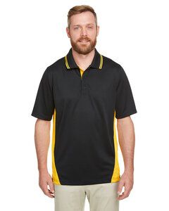 Harriton M386 - Men's Flash Snag Protection Plus IL Colorblock Polo Black/Snry Yllw