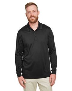 Harriton M348LT - Men's Tall Advantage Long Sleeve Snag Protection Plus IL Polo Black