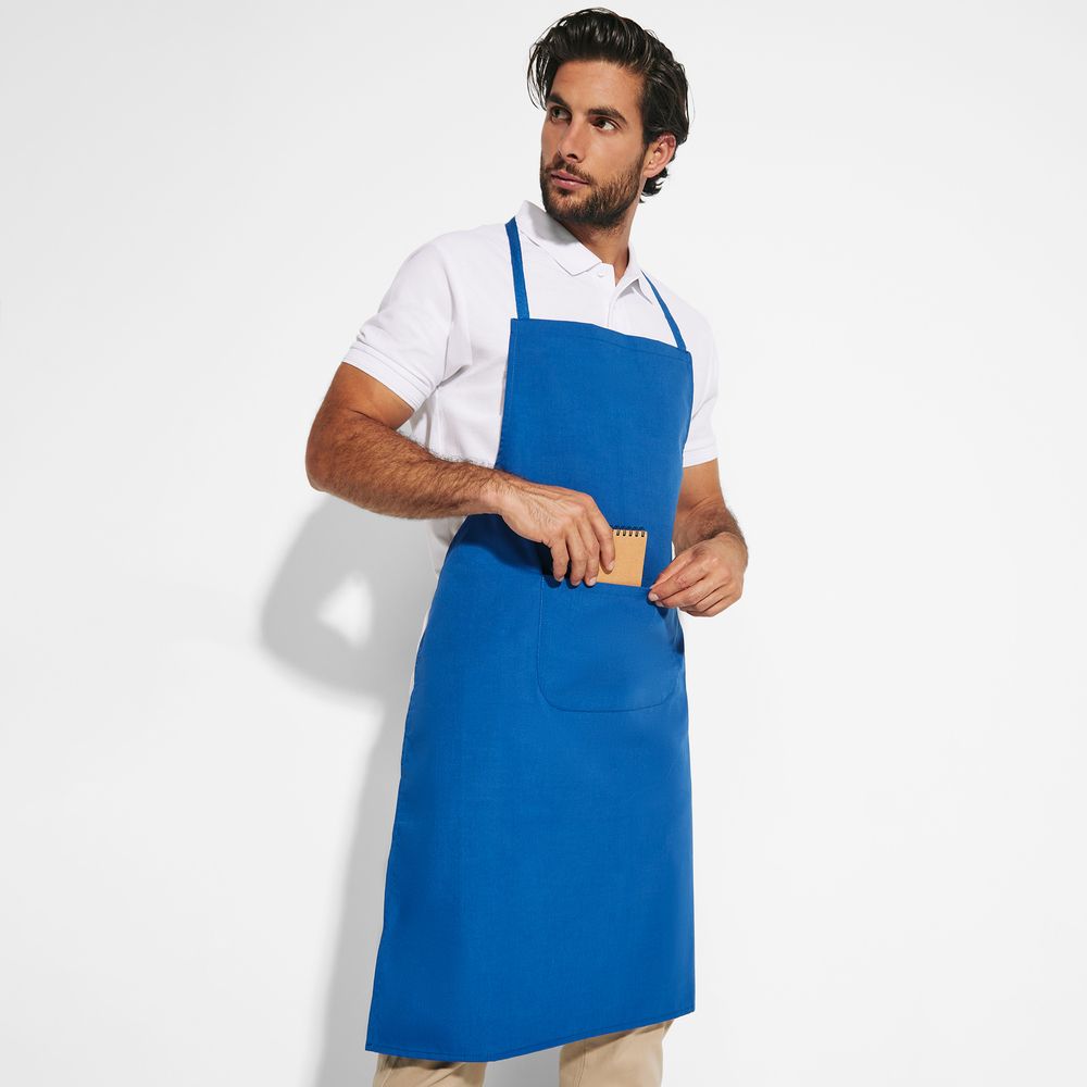 EgotierPro DE9129 - DUCASSE Long apron with double front pocket and matching tie-straps