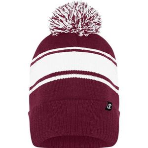 CHAMPION 4104NU - Striped Pom Toque Maroon-White