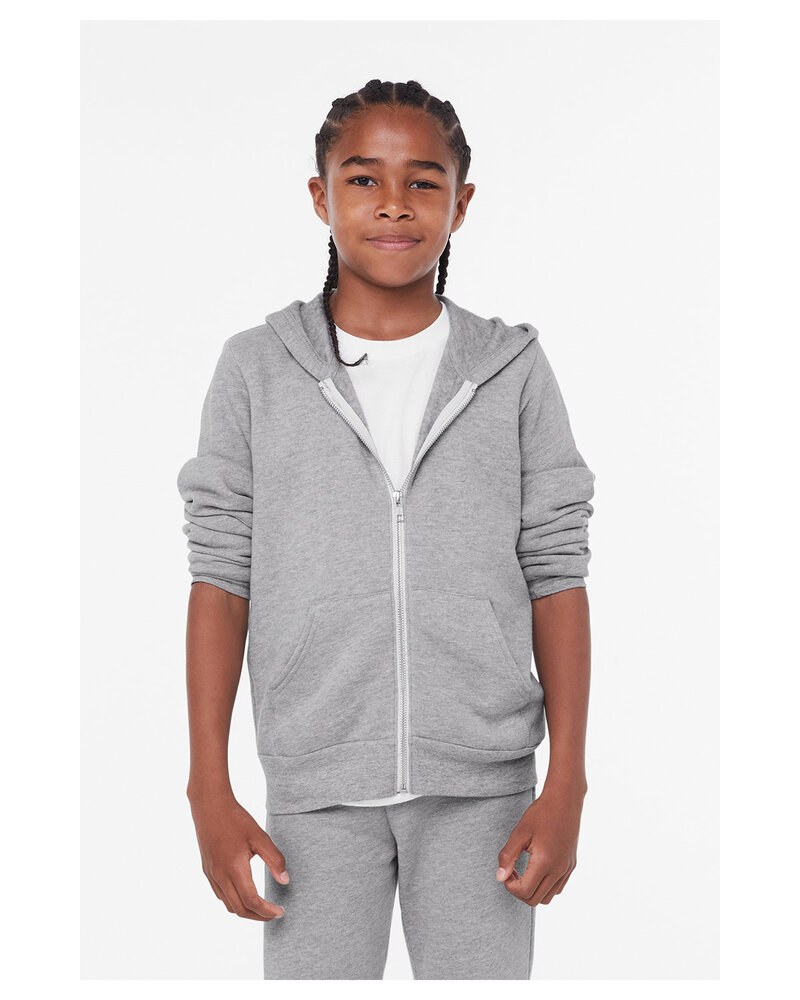 Bella+Canvas 3739Y - Youth Sponge Fleece Full-Zip Hooded Sweatshirt